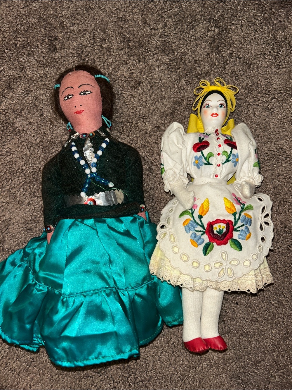 Vintage handmade Navajo & Hungarian folk dolls bundle